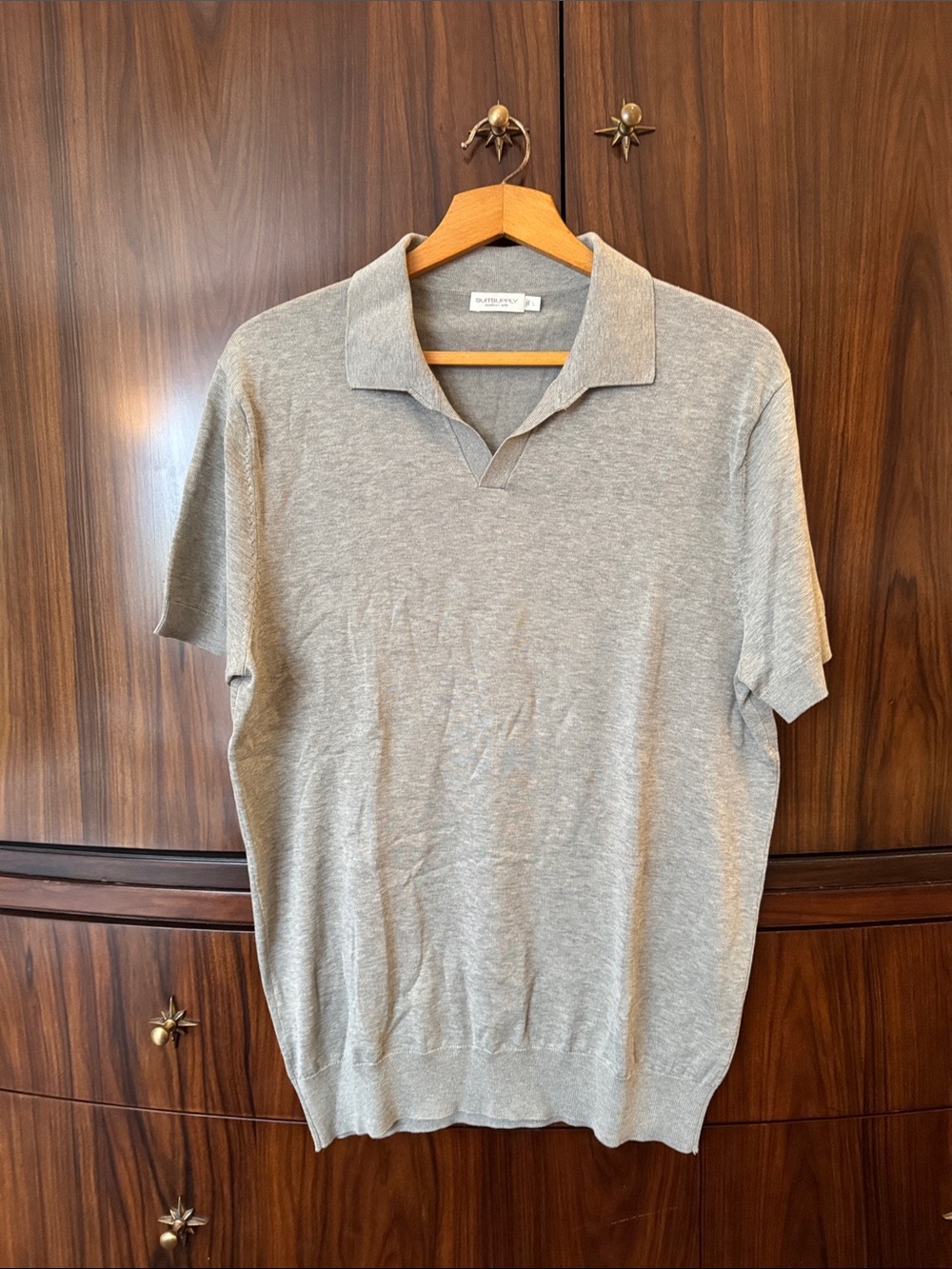 Brunello Cucinelli Light Gray Short-Sleeve V-Neck Polo